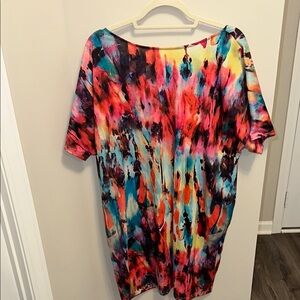 Red and Blue Oversized Tunic Dress